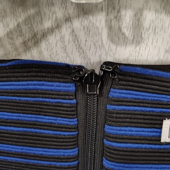 Dana Buchman Blue And Black Striped Sleeveless Sheath Dress Size 16 - Picture 5 of 11